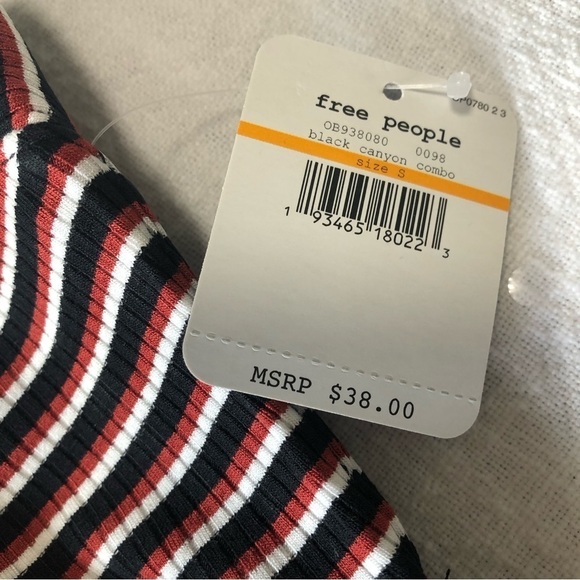 Free People Show Me Stripe Tube Top Black Canyon Combo Small New - Picture 3 of 7